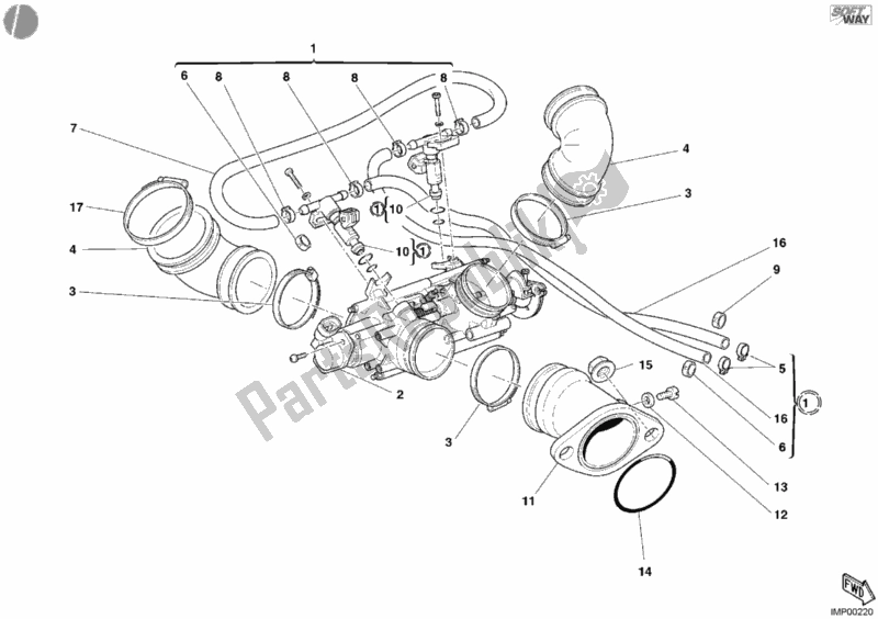 Wszystkie części do Korpus Przepustnicy Ducati Monster 620 Dark 2005